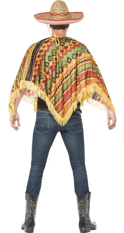Poncho Mexicano con Bigote para Adulto Mexicanos Smiffys