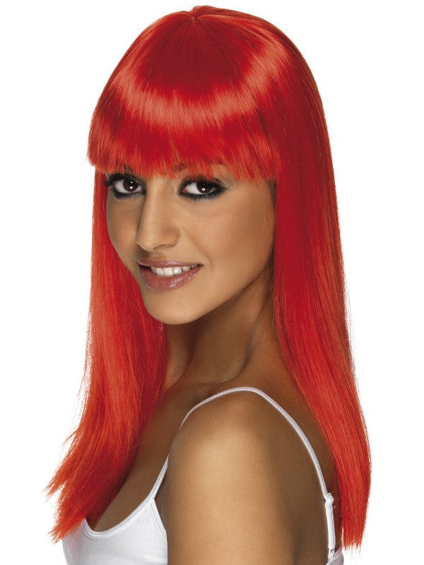 Peluca Roja Larga Lisa con Flequillo Pelucas Rojas Smiffys