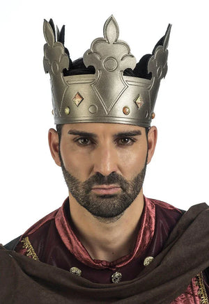 Corona de Rey del Medieval Plateada con Pedrería | Comprar
