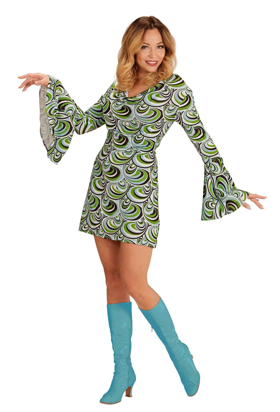 Disfraz Disco Años 70 Verde y Azul para Mujer Disco Widmann