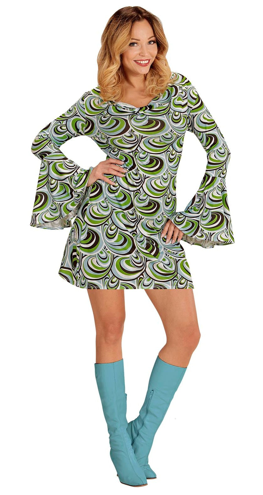 Disfraz Disco Años 70 Verde y Azul para Mujer Disco Widmann