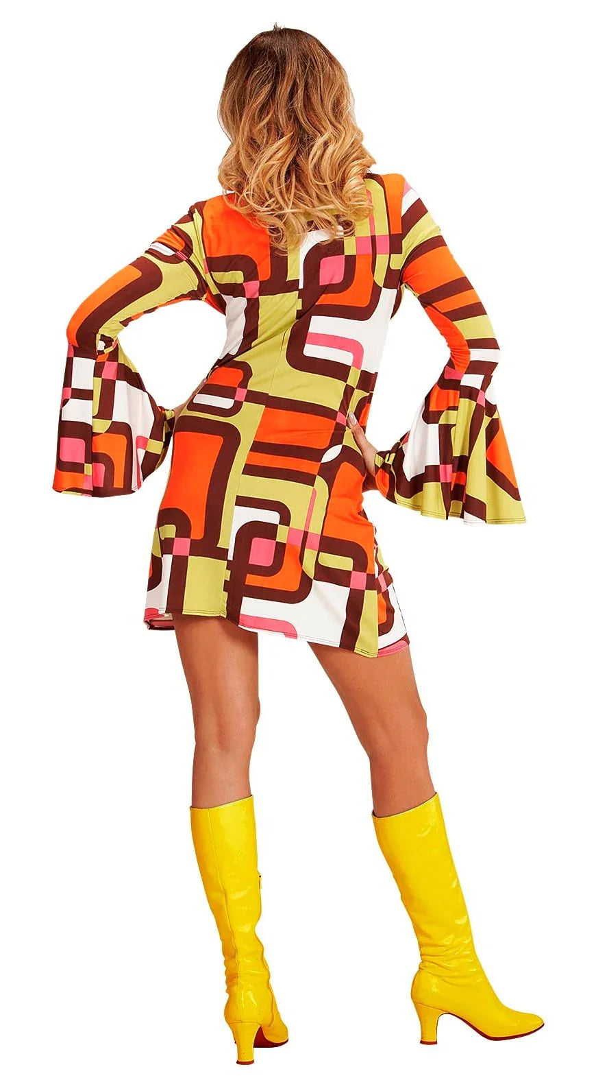 Disfraz Disco Años 70 Naranja y Amarillo para Mujer Disco Widmann