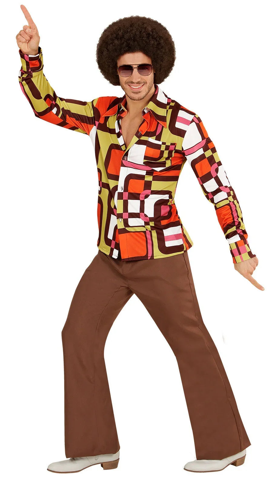 Camisa Disco Años 70 Multicolor para Hombre Disco Widmann