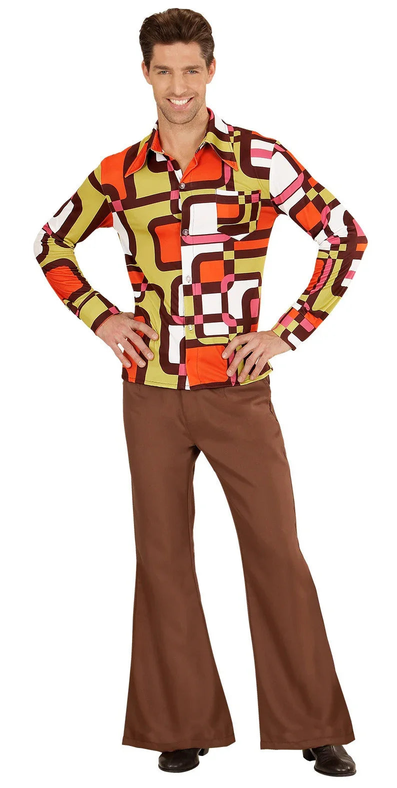 Camisa Disco Años 70 Multicolor para Hombre Disco Widmann