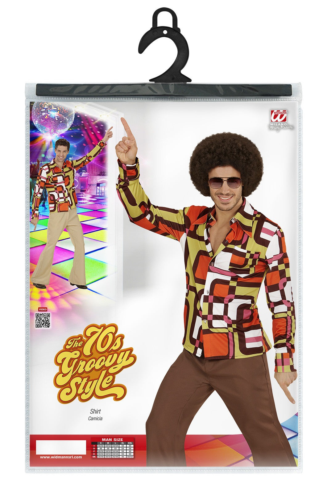 Camisa Disco Años 70 Multicolor para Hombre Disco Widmann