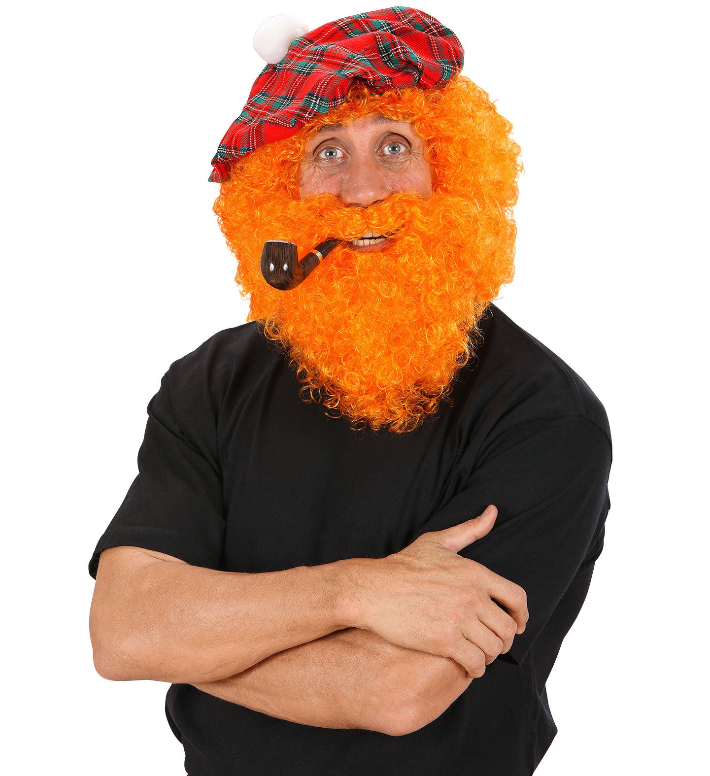 Peluca Naranja Rizada con Barba Pelucas Naranjas Widmann