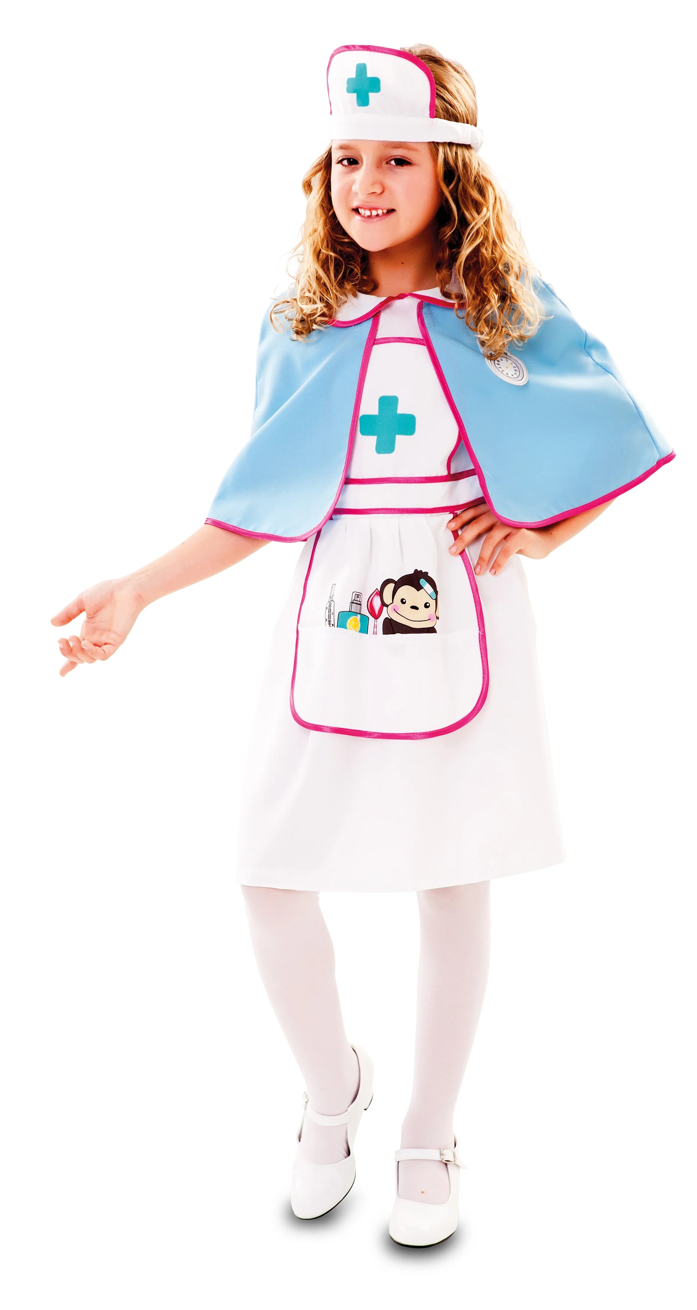 Disfraz de Enfermera con Capa para Niña Enfermera y Médico EuroCarnavales