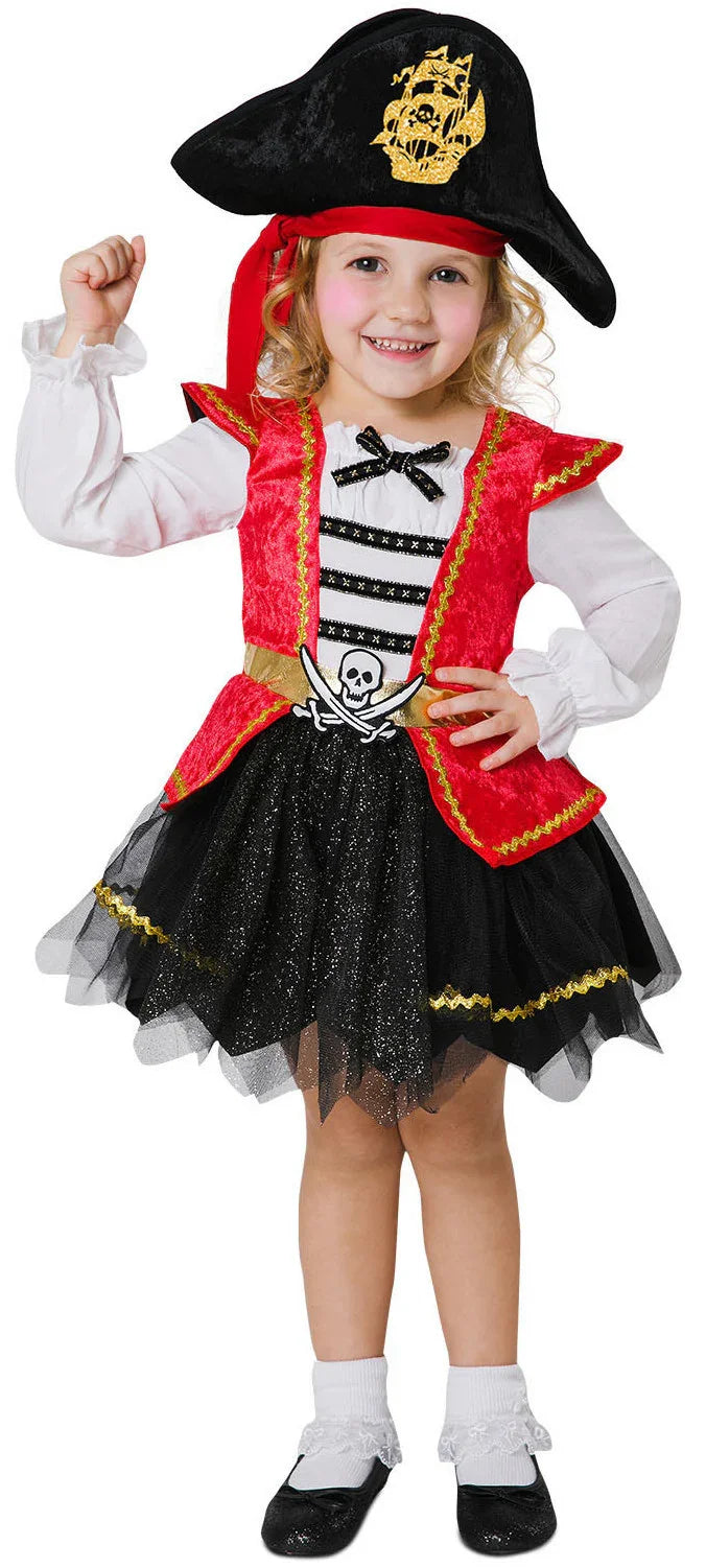 Disfraz de Pirata Rojo para Niña con Falda de Tul Piratas Infantiles Viving