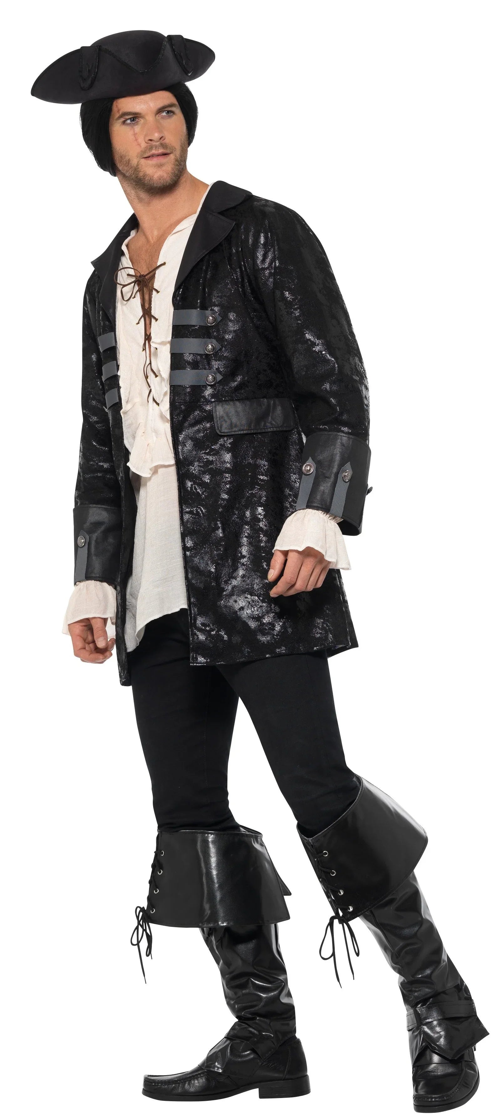 Chaqueta de Capitán Pirata Negra para Adulto Complementos Piratas Smiffys