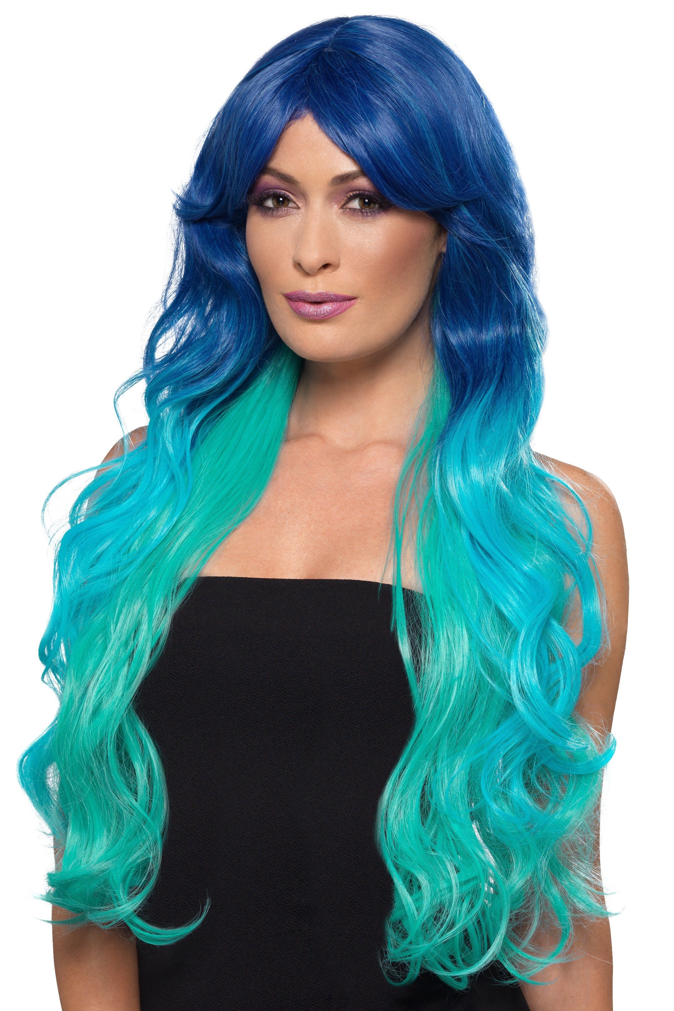 Peluca Azul con Degradado Azul Celeste Larga Pelucas Azules Smiffys