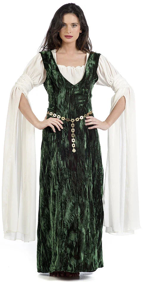 Disfraz de Dama Medieval Verde con Mangas Largas para Mujer Princesas y Damas Medievales Limit Sport