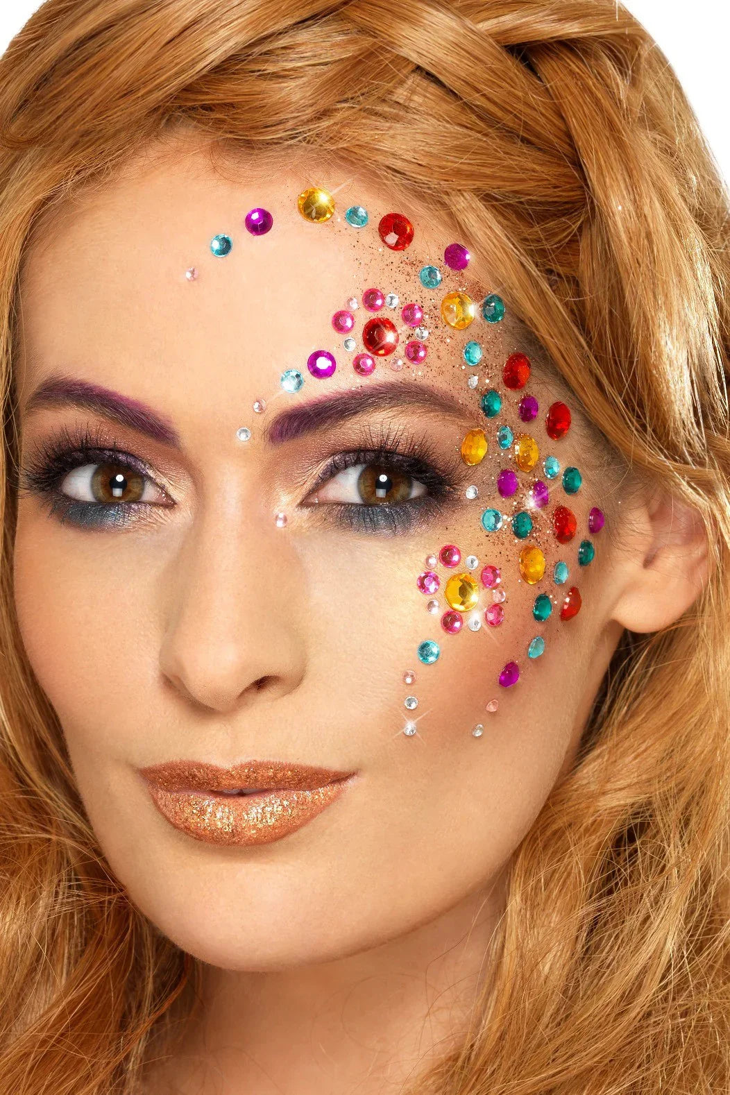 Gemas de Colores para Maquillaje Facial Accesorios de Maquillaje Smiffys