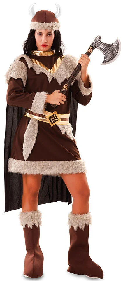 Disfraz de Vikinga Marrón para Mujer Vikingos EuroCarnavales
