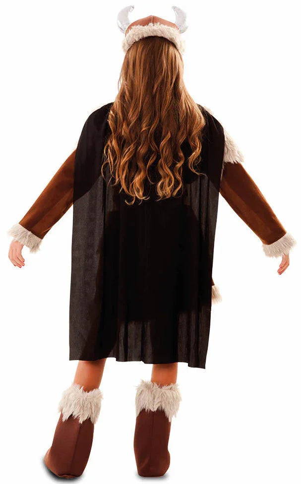 Disfraz de Vikinga Marrón para Niña Vikingo EuroCarnavales
