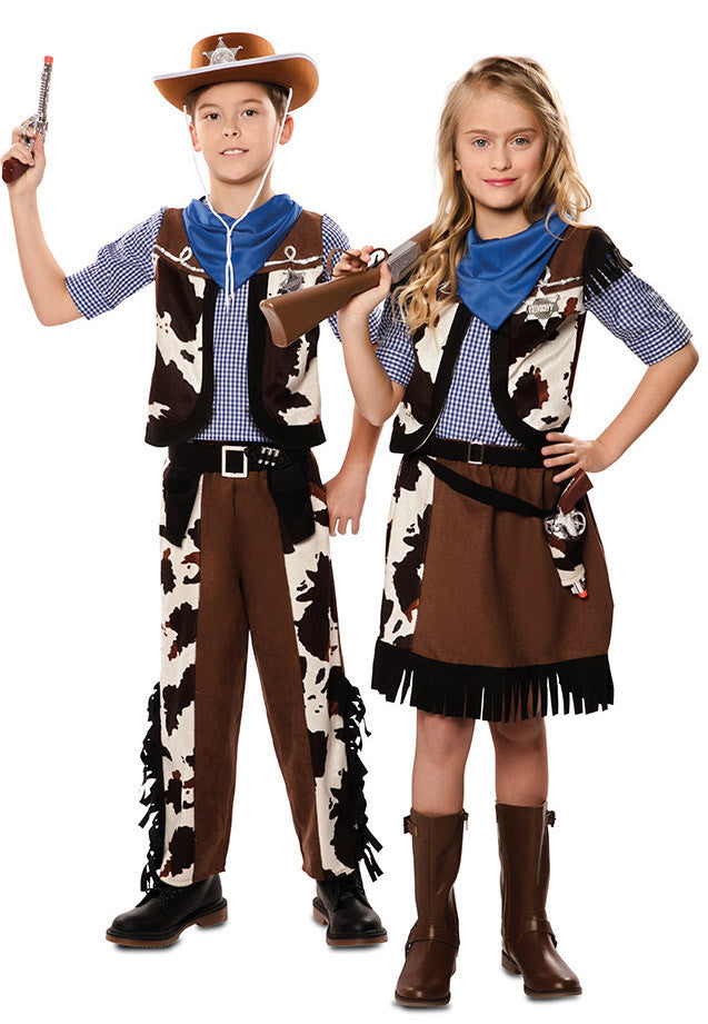 Disfraz de Vaquero Estampado Vaca para Niño Vaquero EuroCarnavales