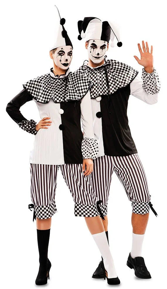 Disfraz de Arlequina Blanco y Negro para Mujer Arlequines y Bufones EuroCarnavales