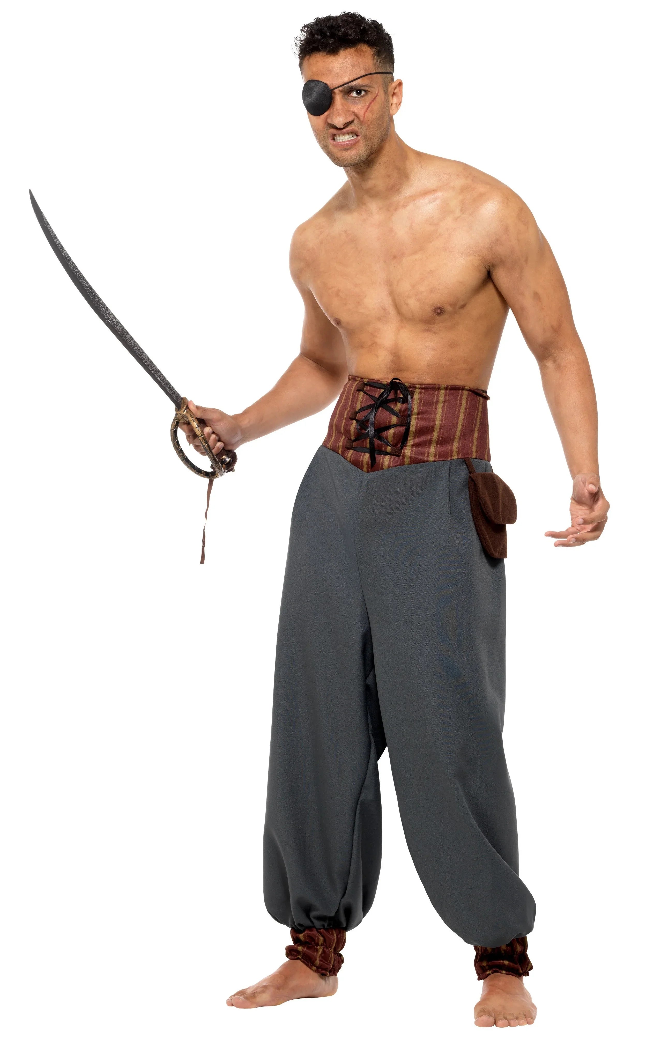 Pantalón de Pirata Ancho con Bolsita para Adulto Complementos Piratas Smiffys