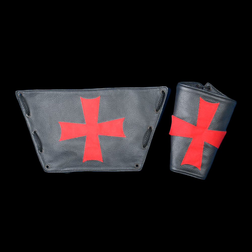 Brazaletes Negros con Cruz Templaria Roja Brazaletes y Pulseras Medieval Factory