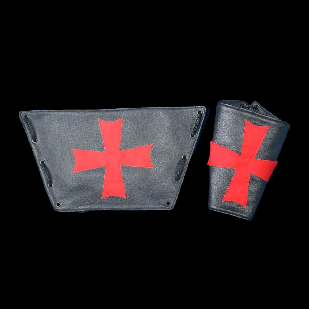 Brazaletes Negros con Cruz Templaria Roja Brazaletes y Pulseras Medieval Factory