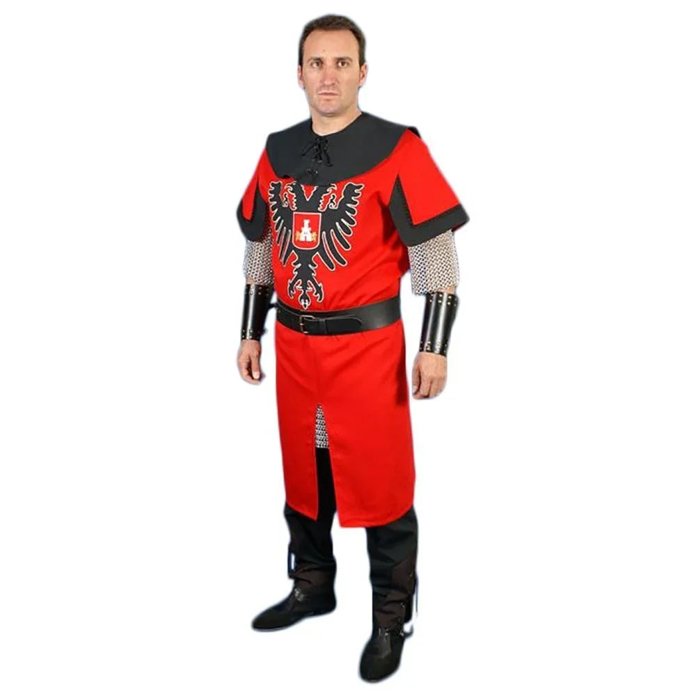 Traje Medieval Rojo con Águila Bicéfala para Hombre Caballeros y Cruzados Medievales Medieval Factory