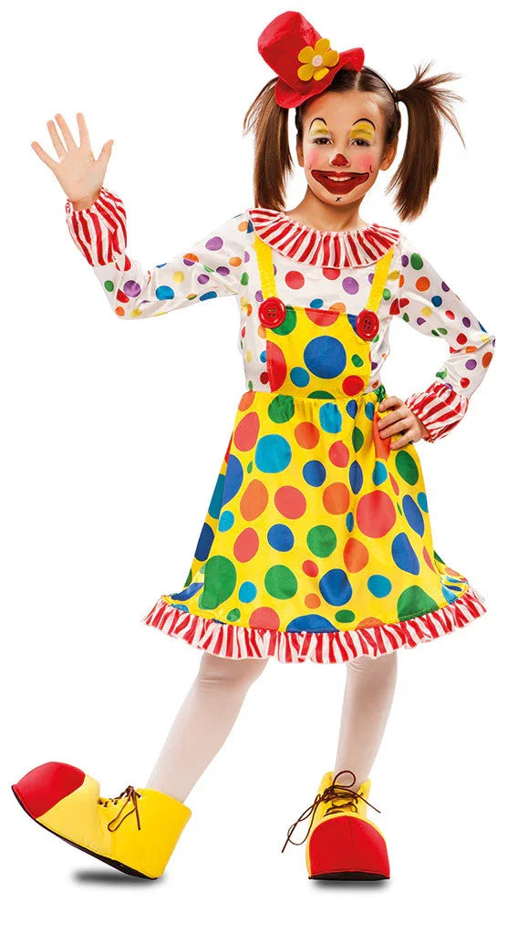 Disfraz de Payasa con Lunares para Niña Payaso EuroCarnavales
