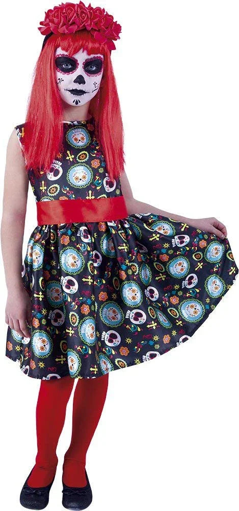 Disfraz de Catrina con Diadema para Niña Catrina Rubies