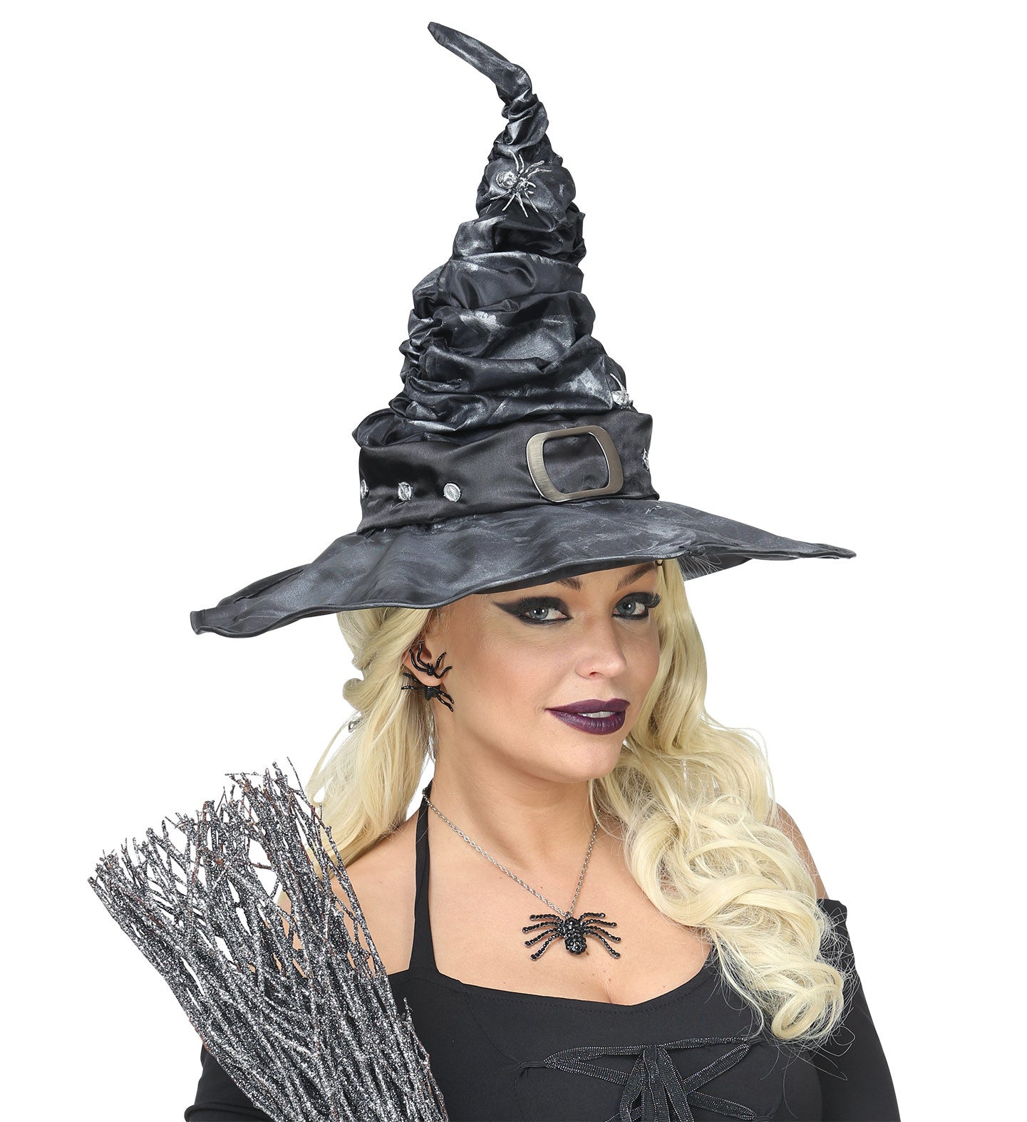 Sombrero de Bruja con Arañas Efecto Envejecido Brujas Widmann