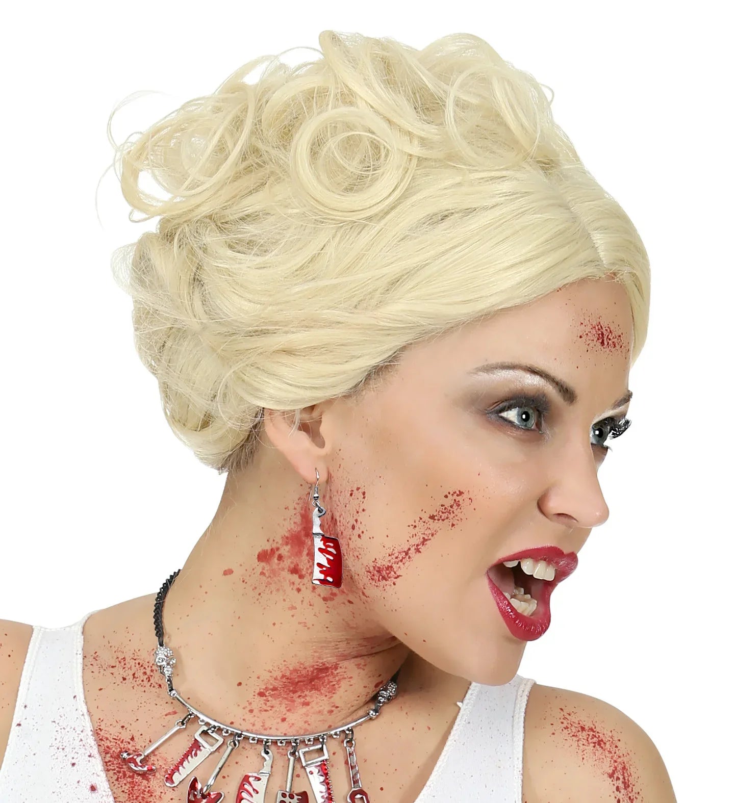 Pendientes de Cuchillo Carnicero Ensangrentado Accesorios Halloween Widmann