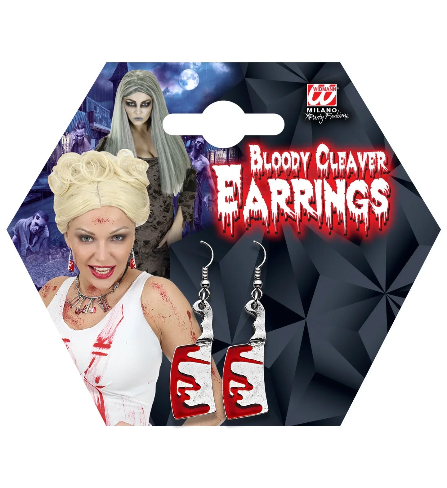 Pendientes de Cuchillo Carnicero Ensangrentado Accesorios Halloween Widmann