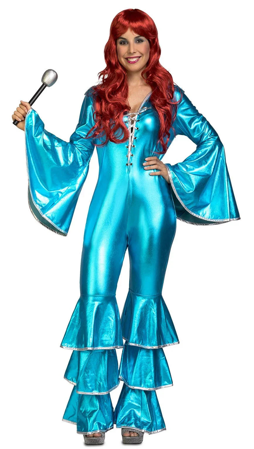 Disfraz Disco Azul Turquesa para Mujer Disco Viving