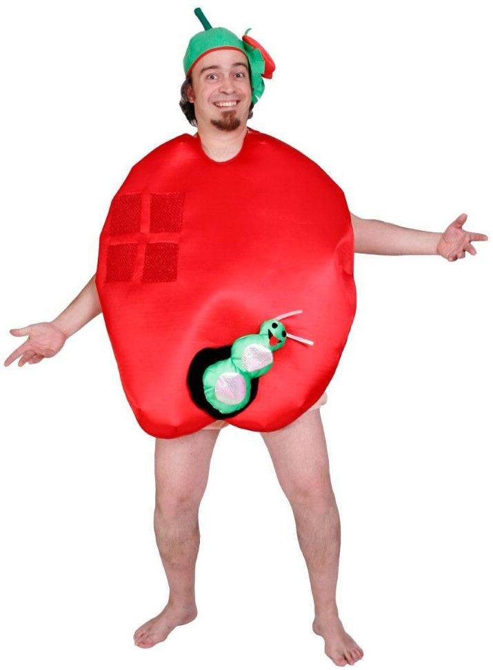 Disfraz de Manzana con Gusano para Adulto Fruta Nines