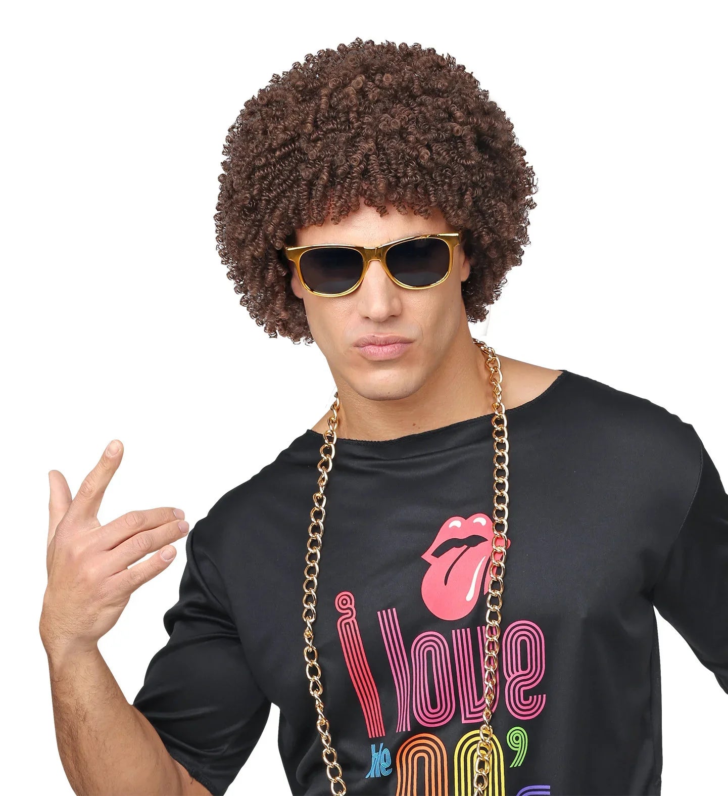 Peluca Disco Castaña Estilo Afro Complementos Años 60, 70, 80 Widmann