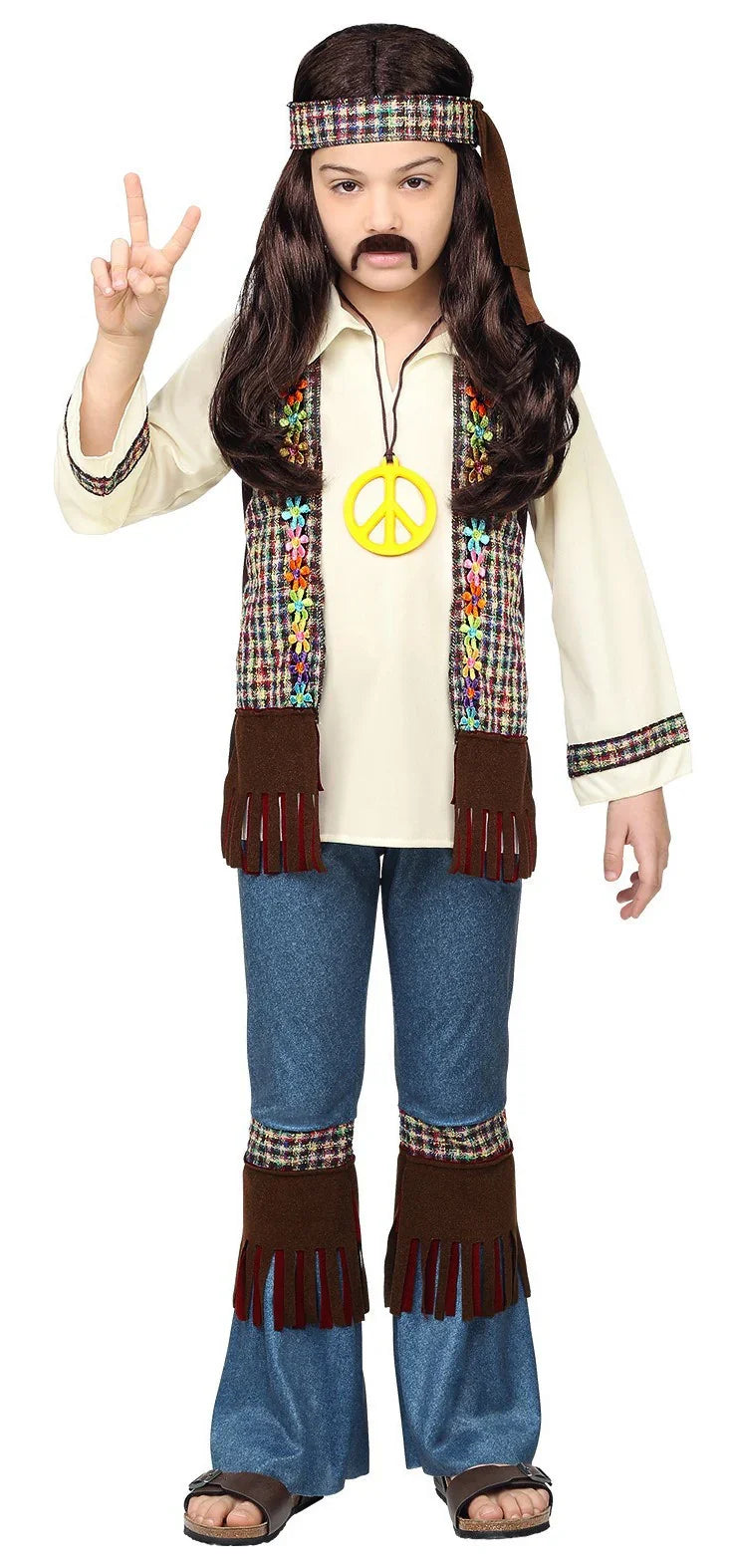 Disfraz de Hippie Años 60 con Chaleco Infantil Hippie Widmann