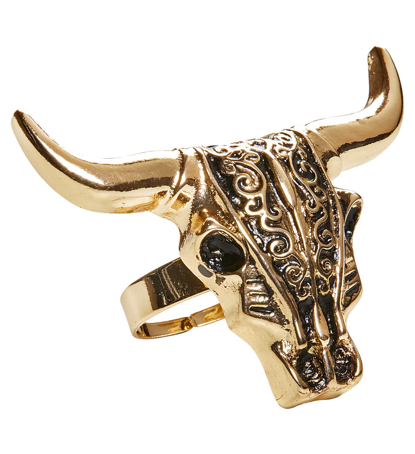 Anillo de Calavera de Búfalo Dorado Joyas y Bisutería Widmann