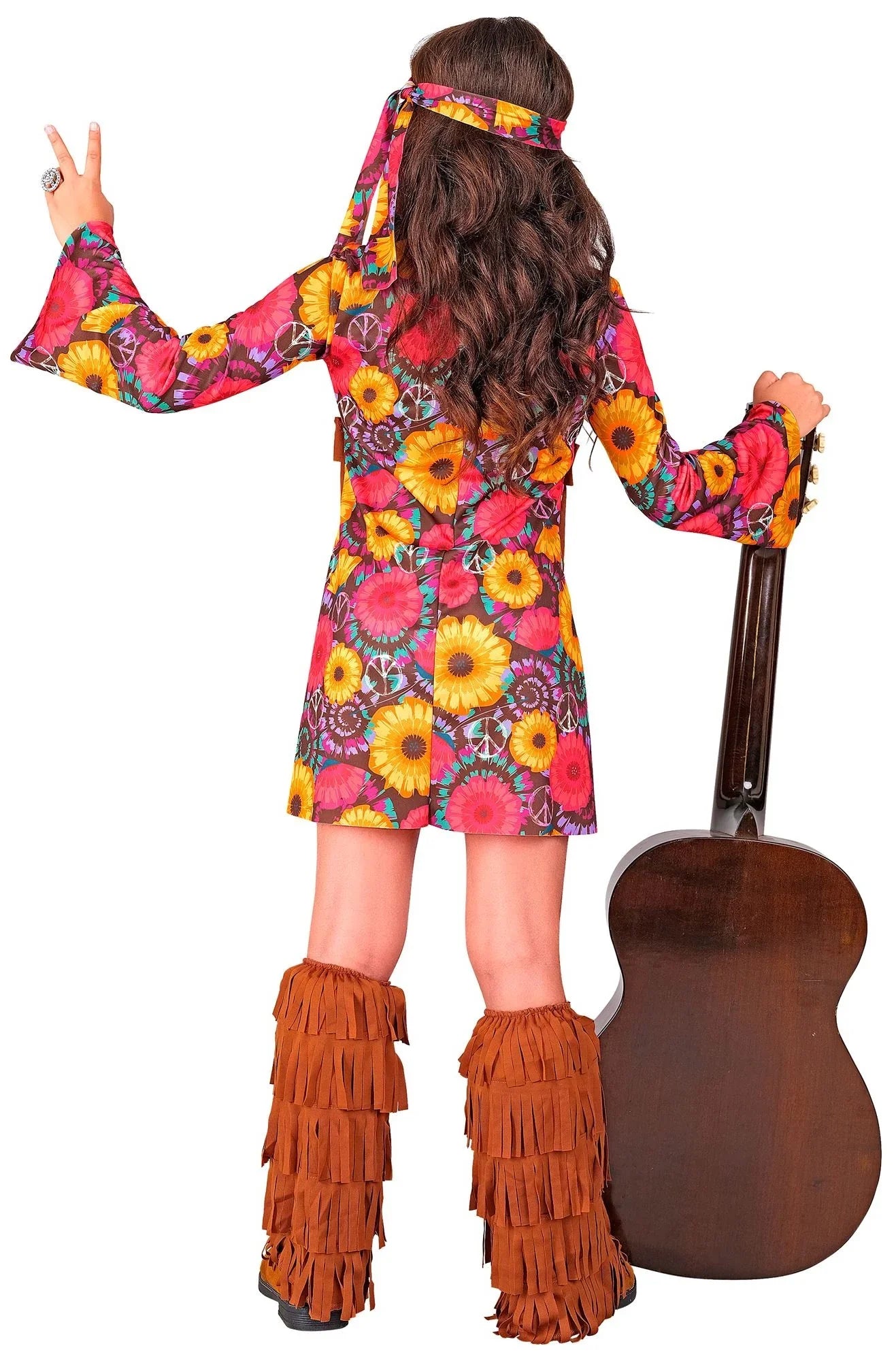 Disfraz Hippie con Estampado de Girasoles para Niña Hippies Infantiles Widmann