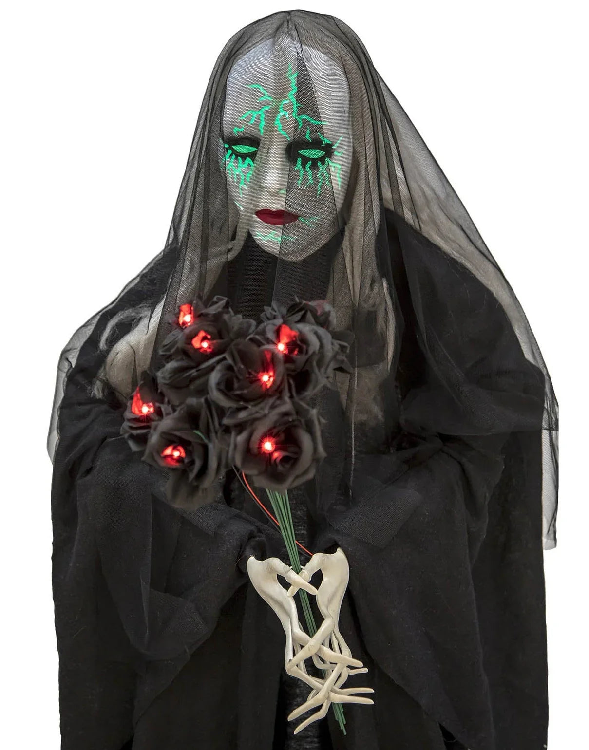 Viuda Negra Fantasma con Luces y Sonido Decoración Halloween Viving