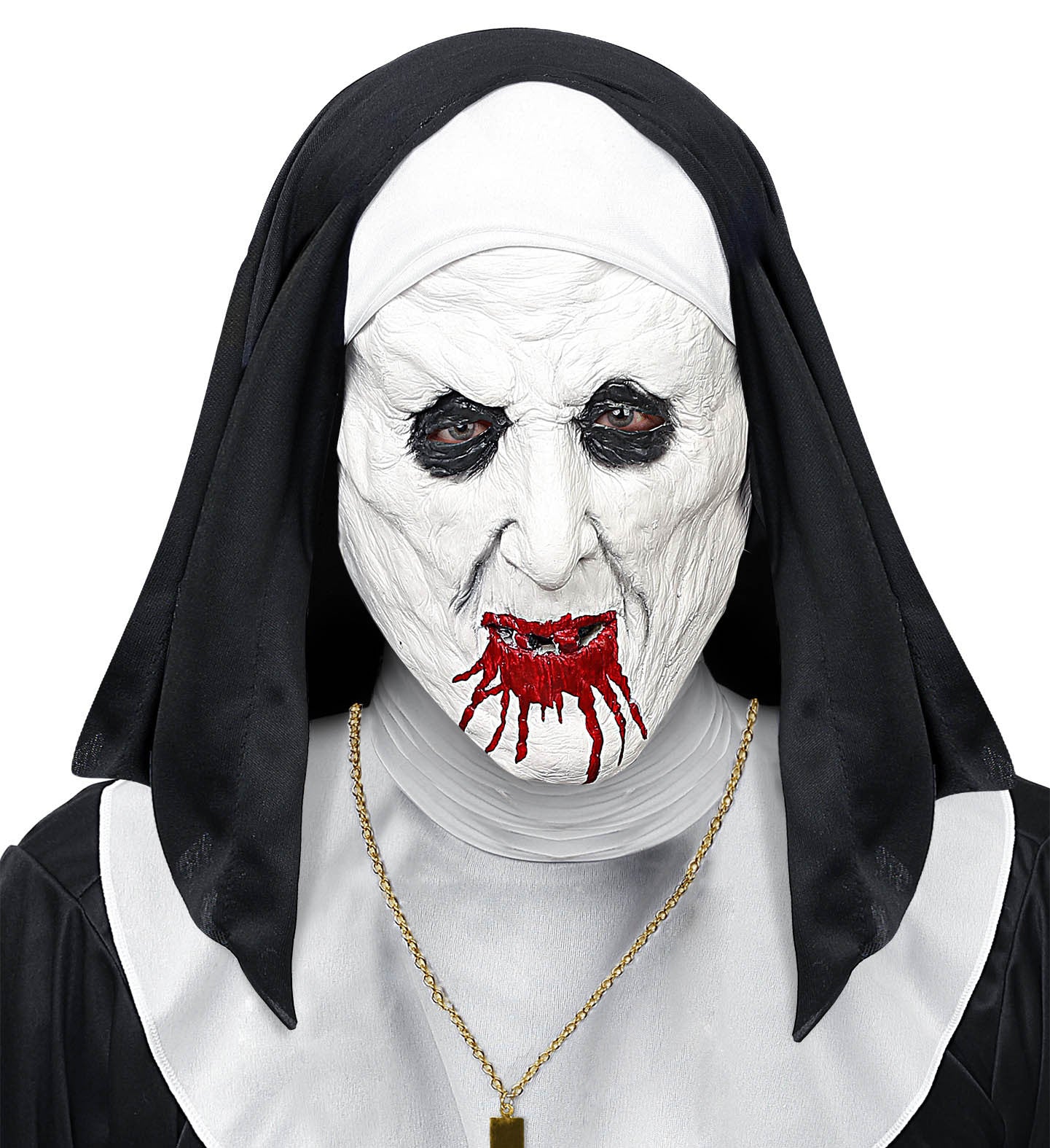 Máscara de Monja Asesina de Látex con Tocado Máscaras Halloween Widmann