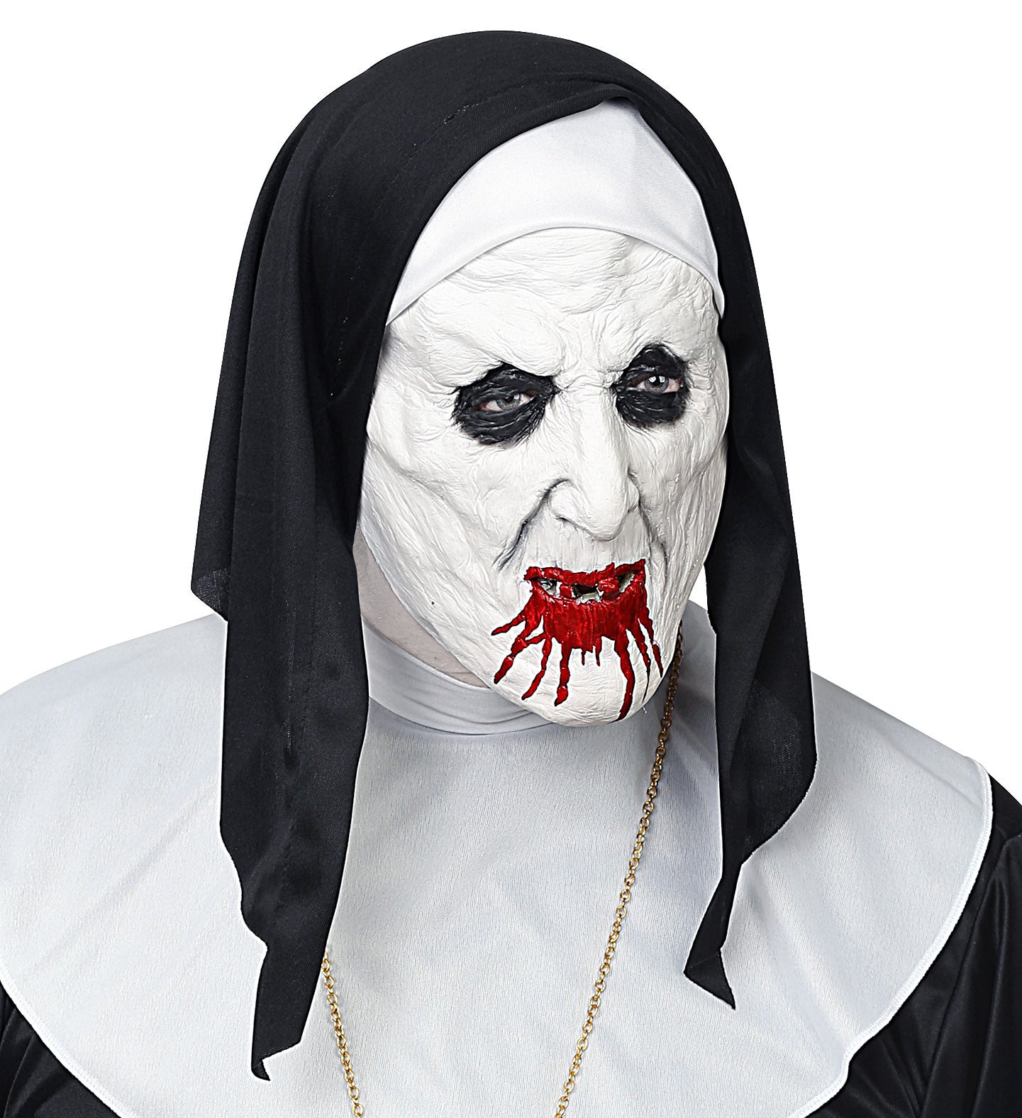 Máscara de Monja Asesina de Látex con Tocado Máscaras Halloween Widmann