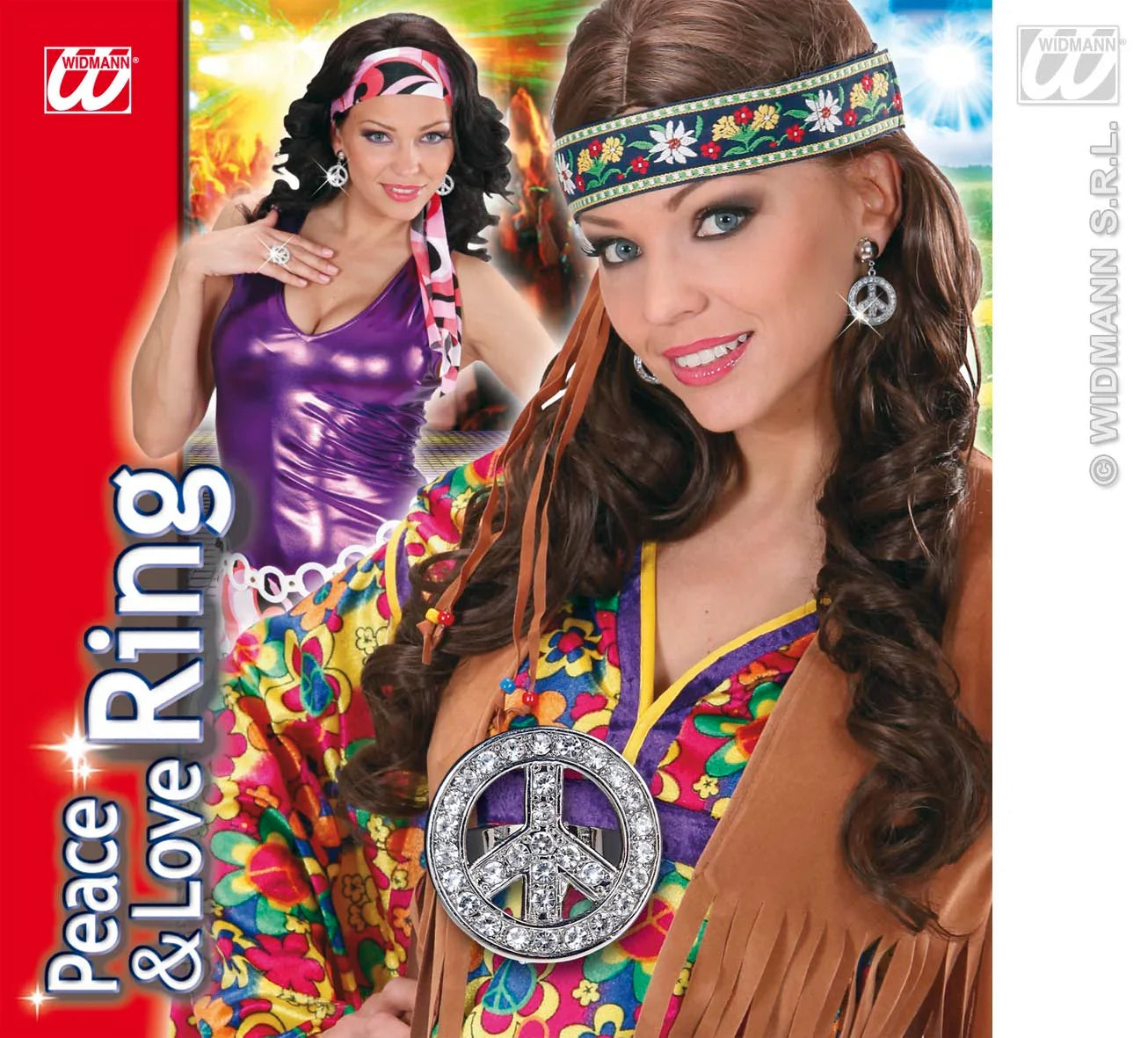 Anillo de Hippie en plateado con brillos COMPLEMENTOS Widmann