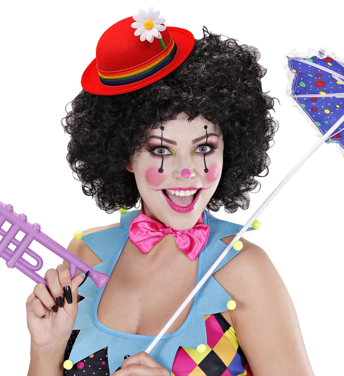 Mini Bombín de Payaso Rojo con Flor Complementos Payasos Widmann