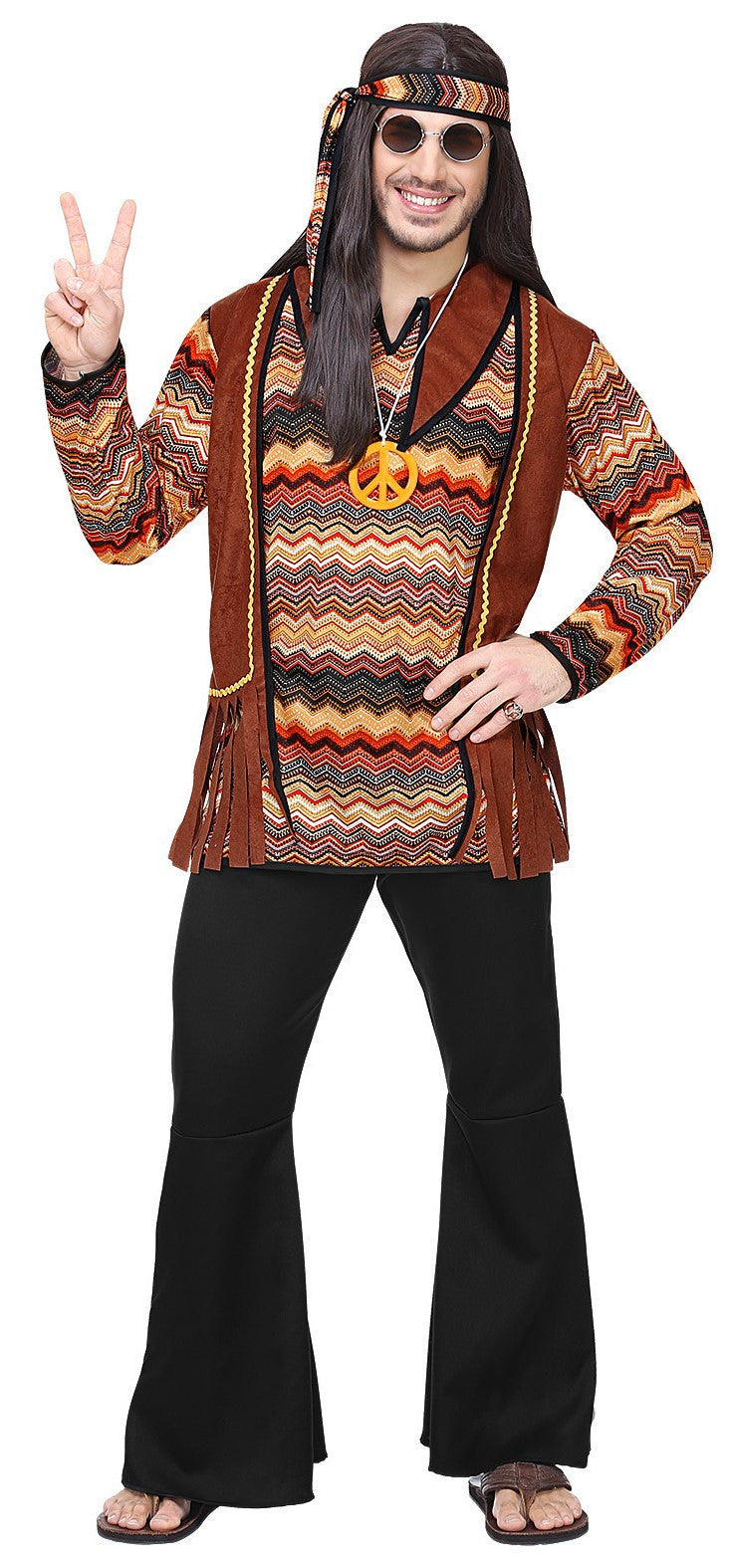 Disfraz de Hippie Pacifista con Chaleco para Hombre Hippies Widmann