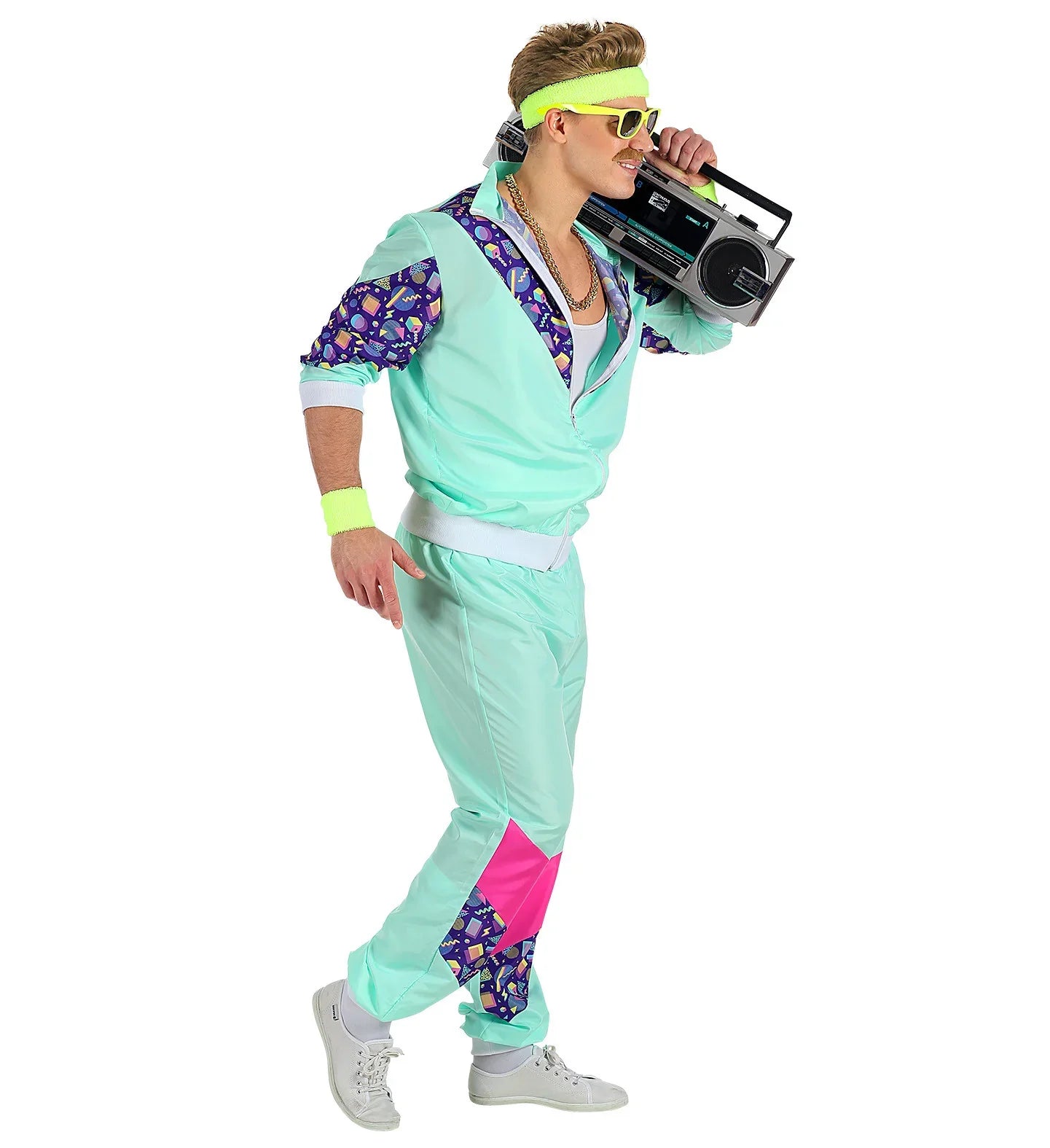 Disfraz Chándal de Táctel Azul 80's para Adulto Años 60, 70 y 80 Widmann