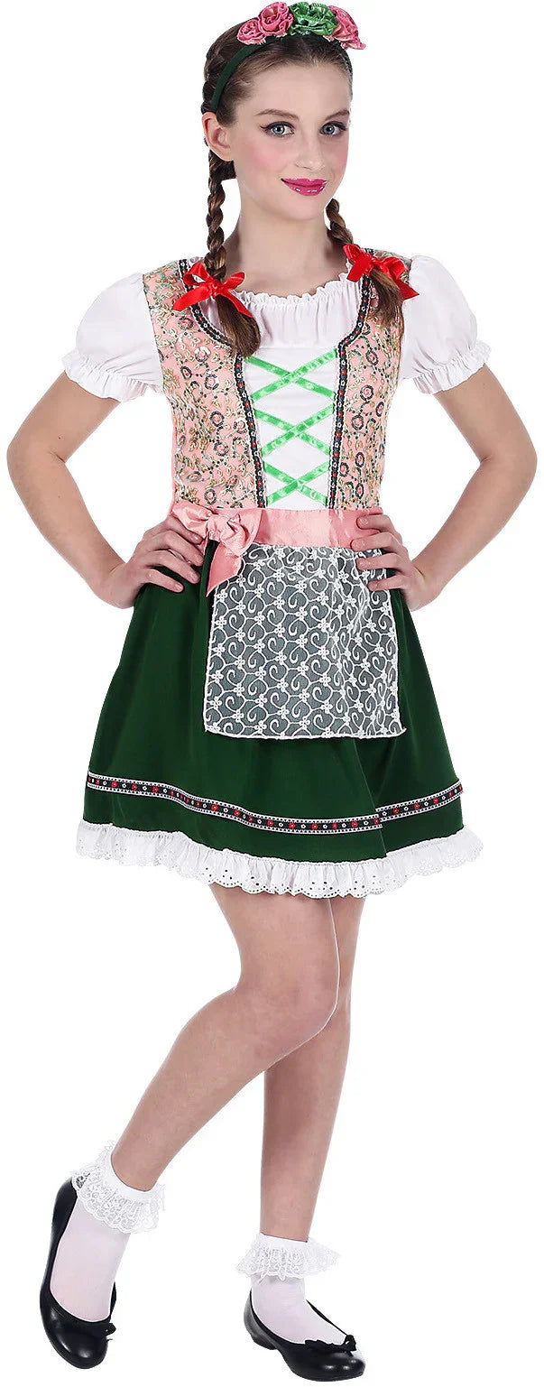 Disfraz de Tirolesa Rosa y Verde para Niña Oktoberfest Widmann
