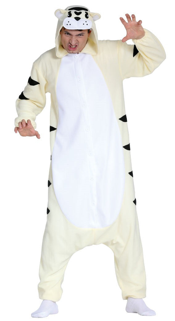 Disfraz de Tigre Blanco Pijama para Adulto Tigre Guirca