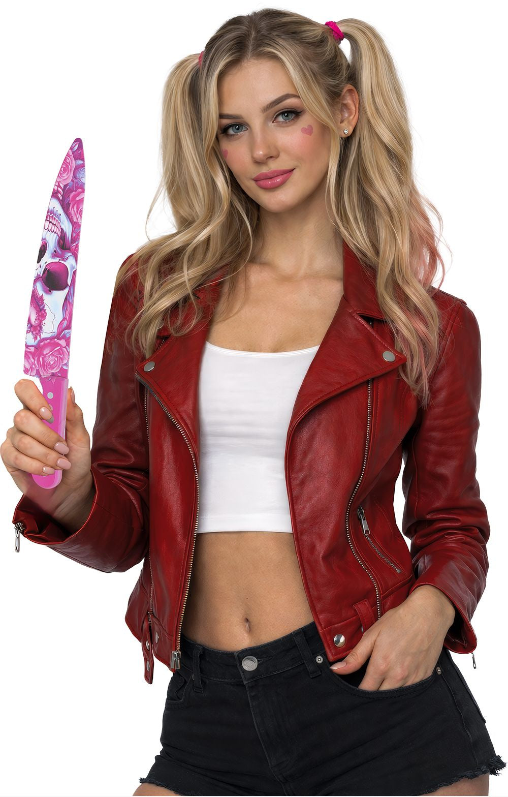 Cuchillo de Calavera Rosa de 37cm