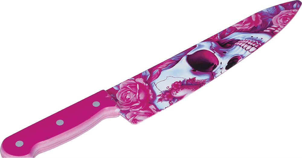 Cuchillo de Calavera Rosa de 37cm