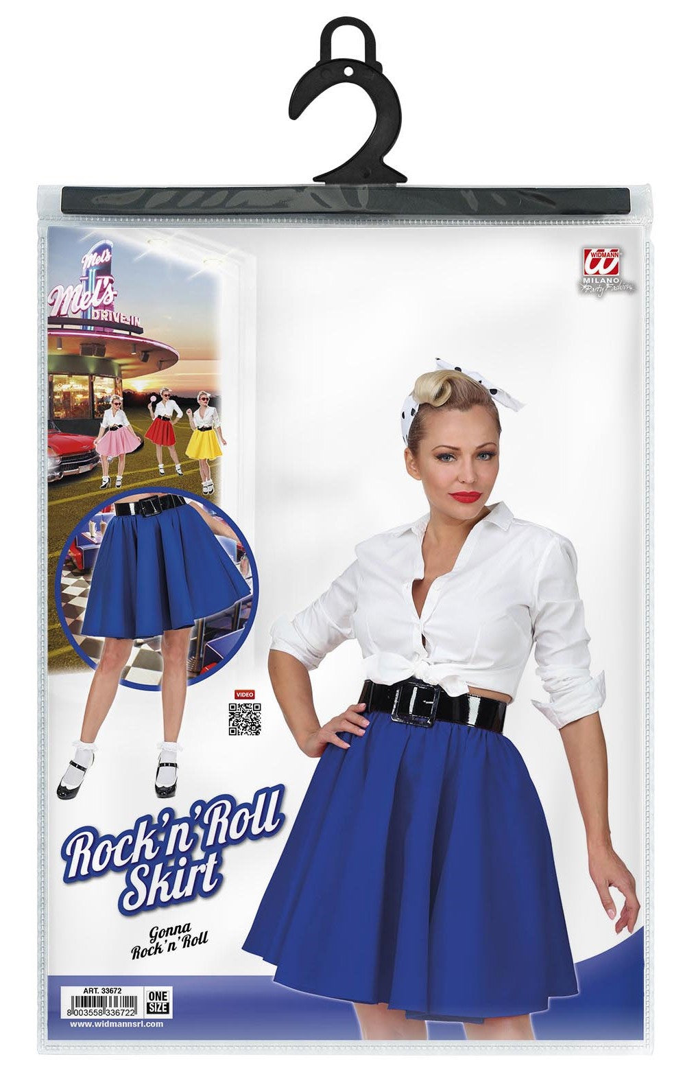 Falda Grease Azul Estilo Pin Up Complementos Grease Años 40 - 50 Widmann