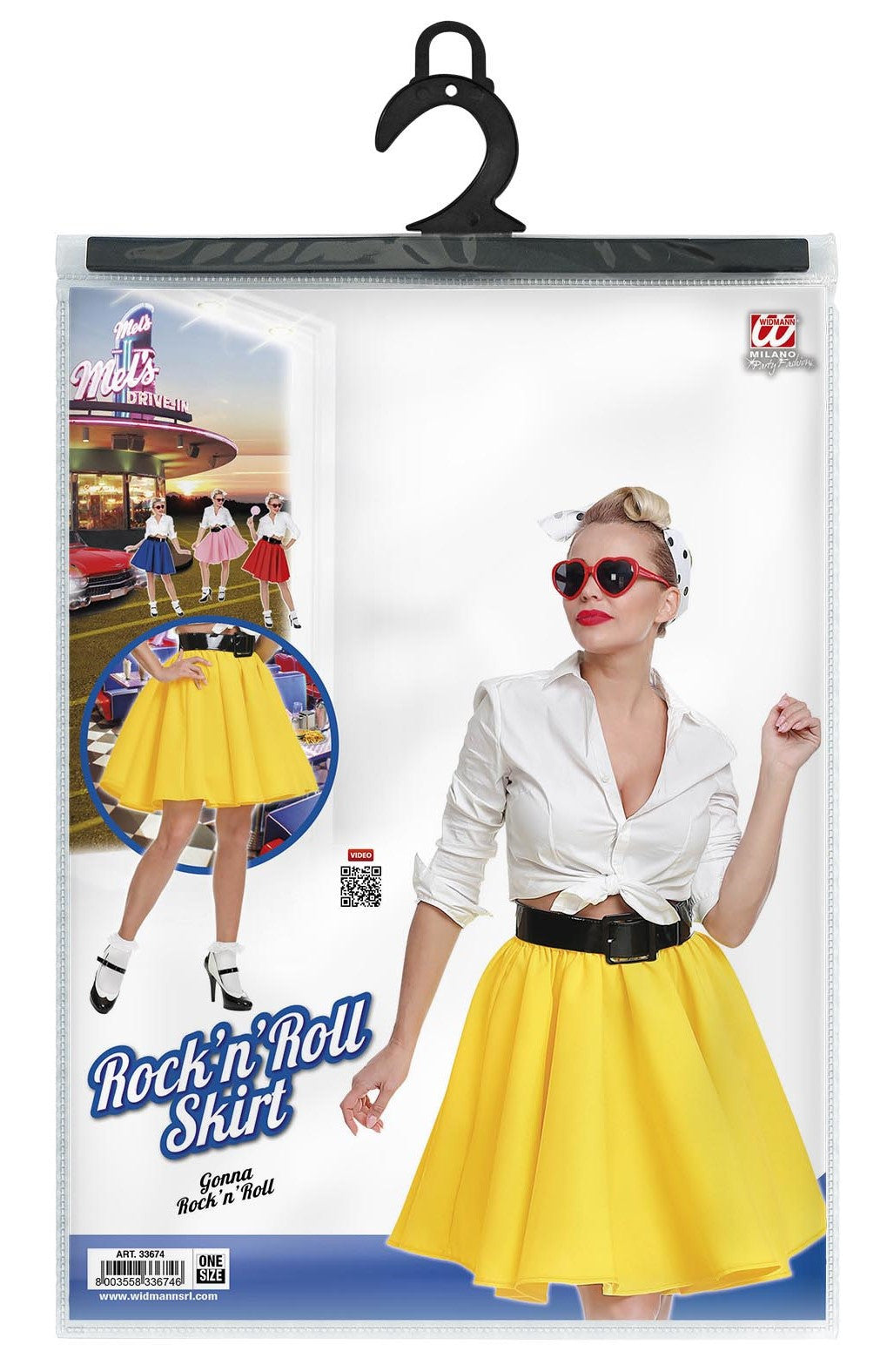 Falda Grease Amarilla Estilo Pin Up Complementos Grease Años 40 - 50 Widmann