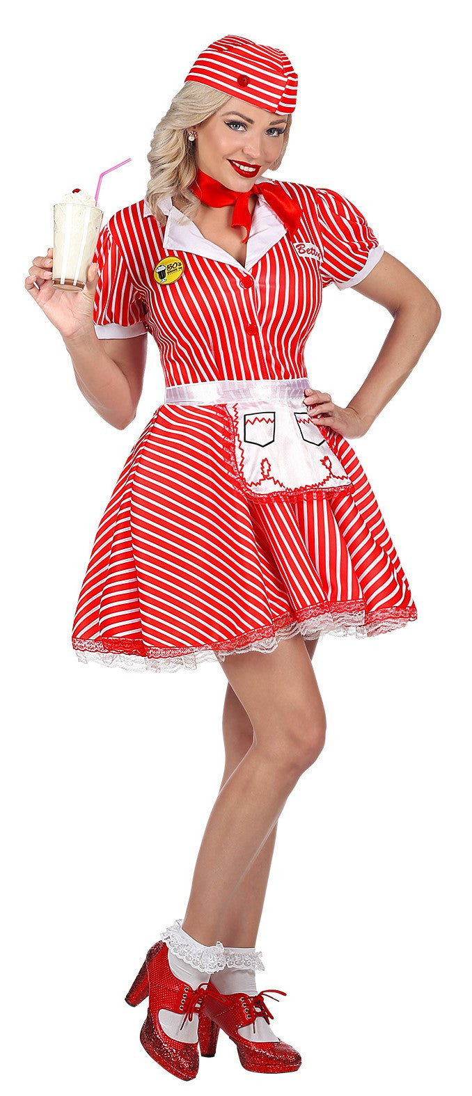 Disfraz de Camarera Pin Up Años 50 para Mujer Grease y Años 40 - 50 Widmann