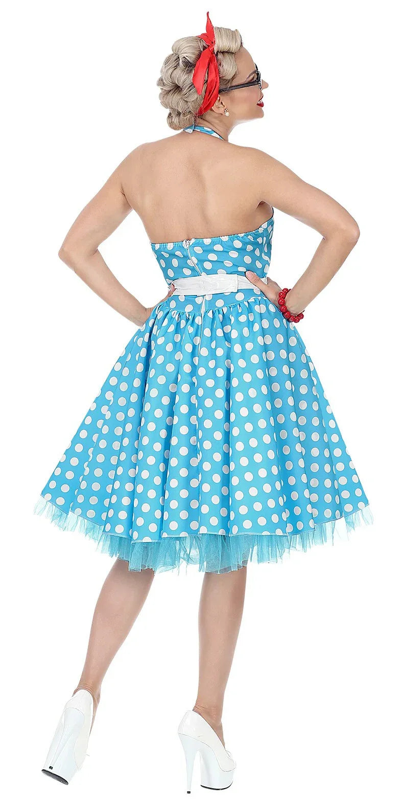 Disfraz Pin Up Años 50 Azul con Lunares para Mujer Grease y Años 40 - 50 Widmann
